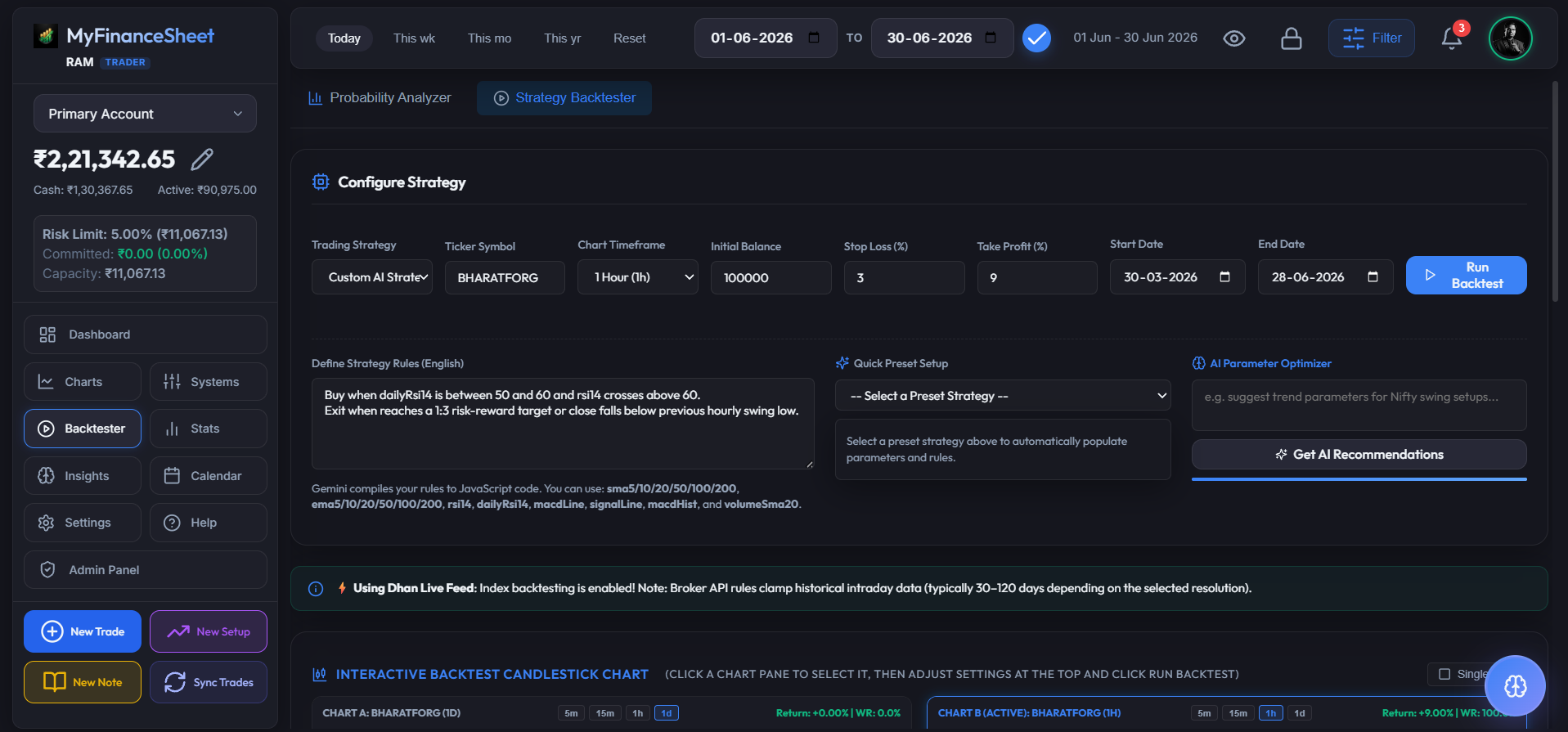 Parameters Setup Interface